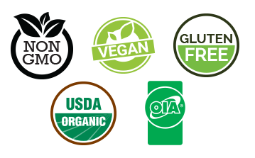 100% Organic Certified, Non-GMO, Vegan, Unprocessed, Gluten-Free